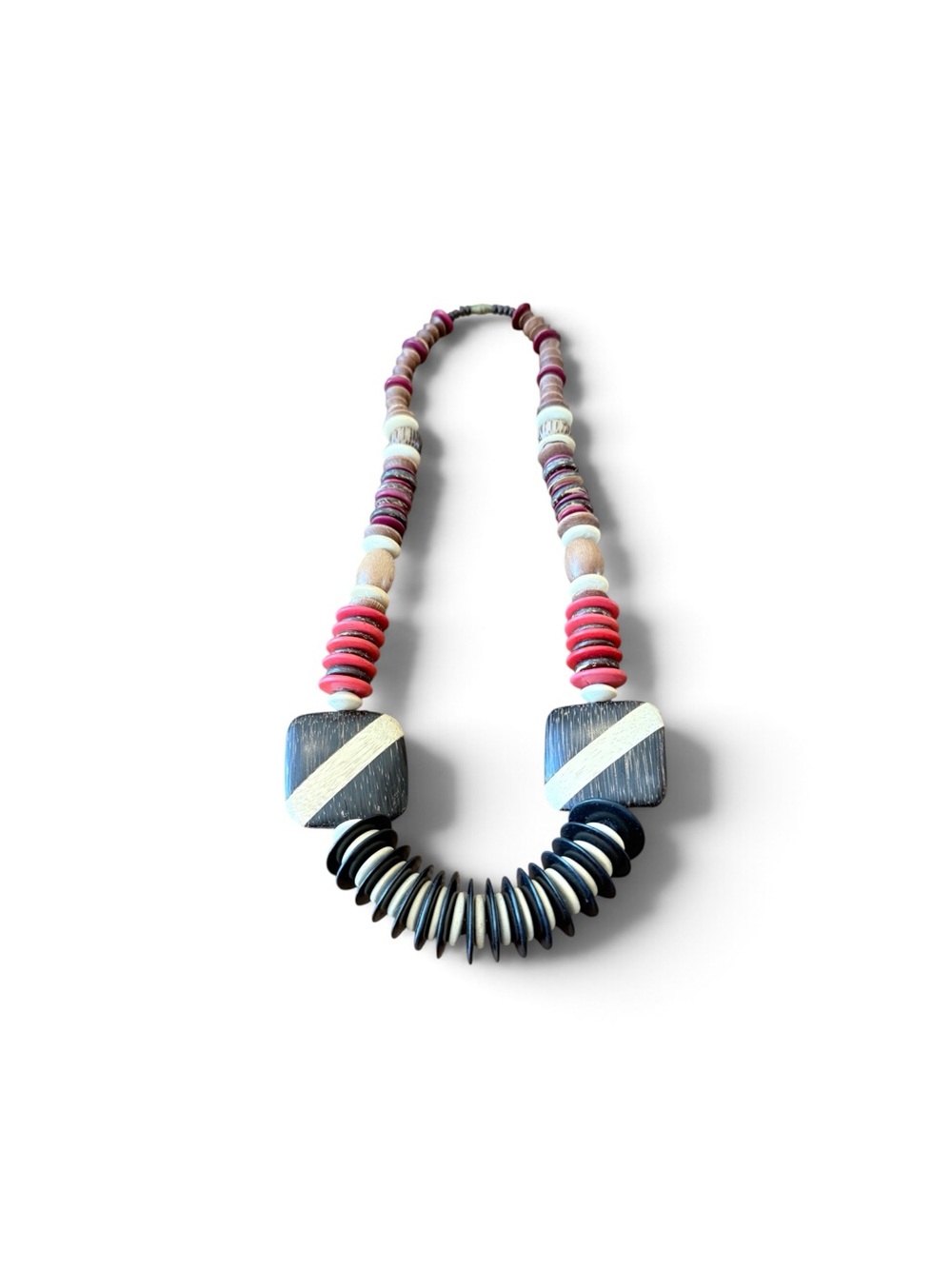 Vintage Boho Chunky Statement Necklace made from Coconut Shells-Wood-Resort Ware - Picture 17 of 17